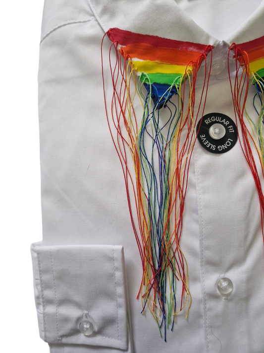 Camicia Colletto Rainbow Dipinto A Mano Con Fili