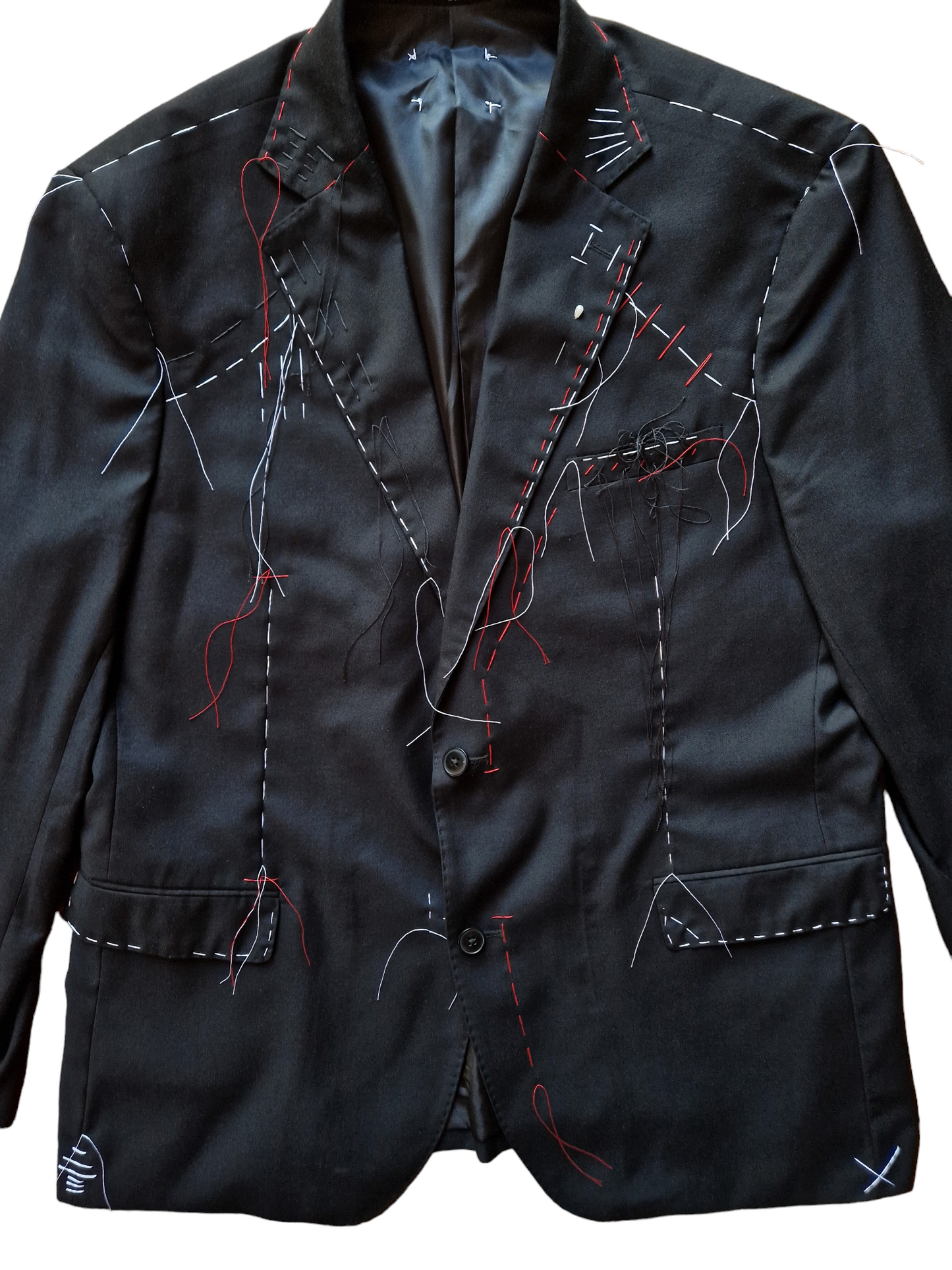 Handmade jacket with contrasting threads