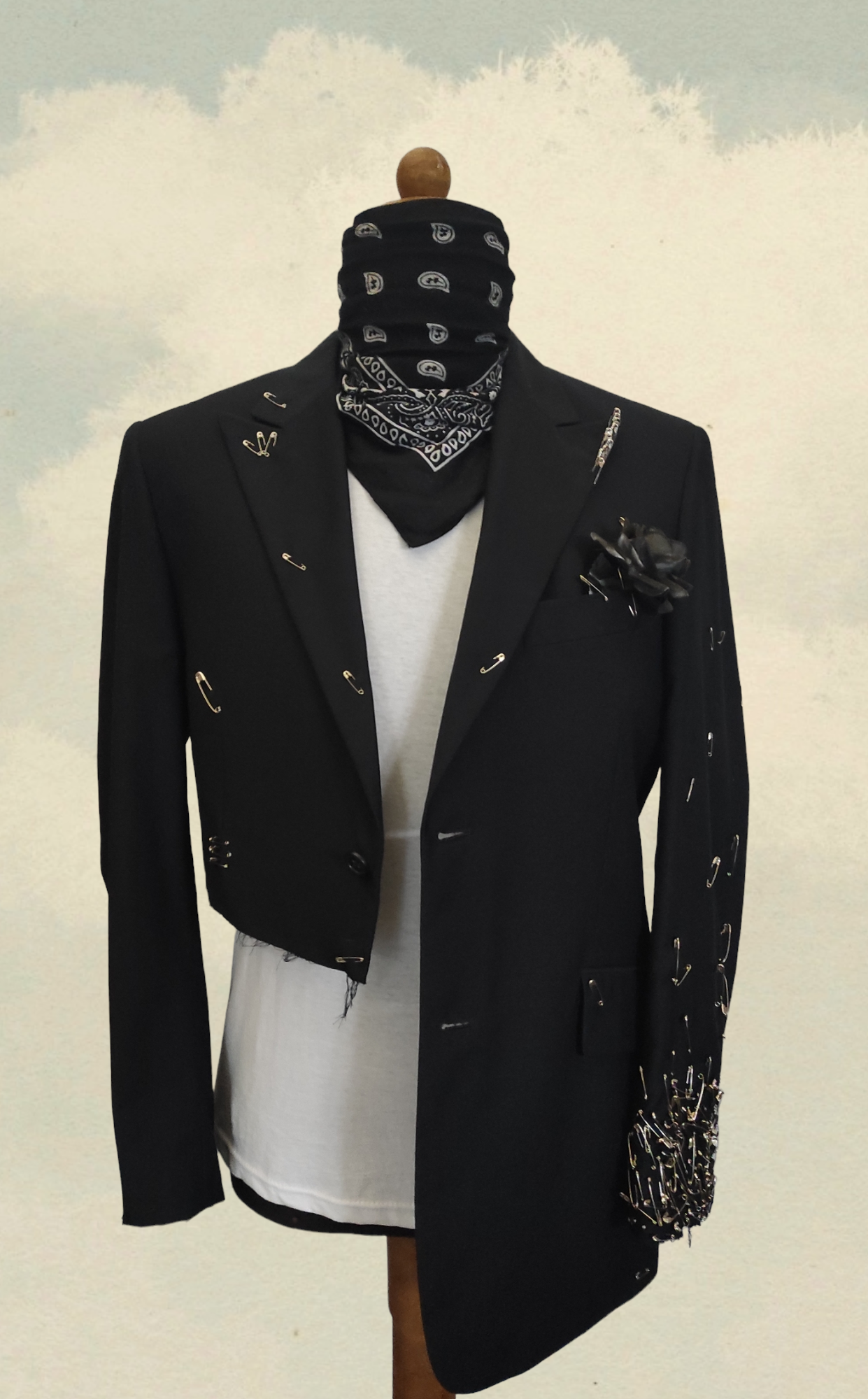 Live cut asymmetrical jacket with pins